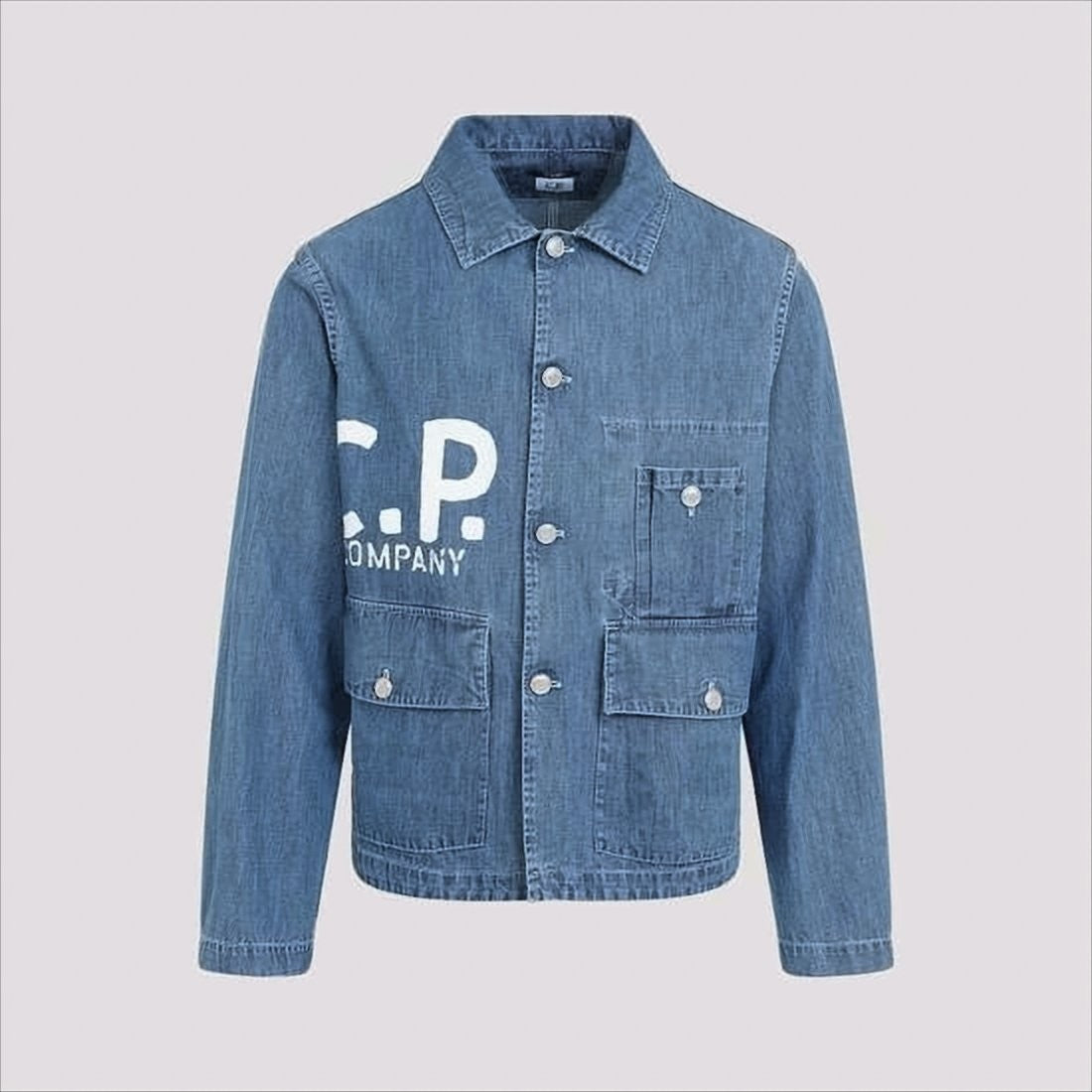 Classic Denim Jacket With Button Closure And Logo Detail