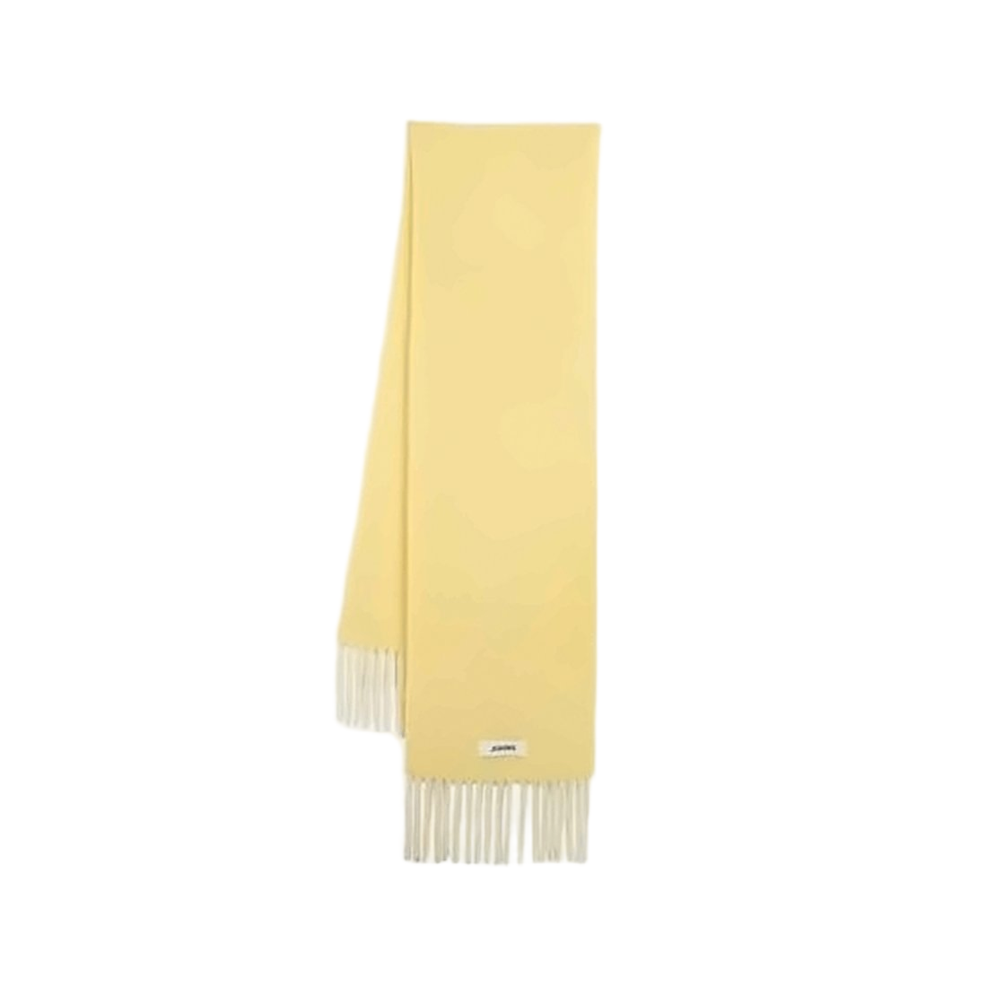 Rectangular Fringed Scarf in Pastel Yellow