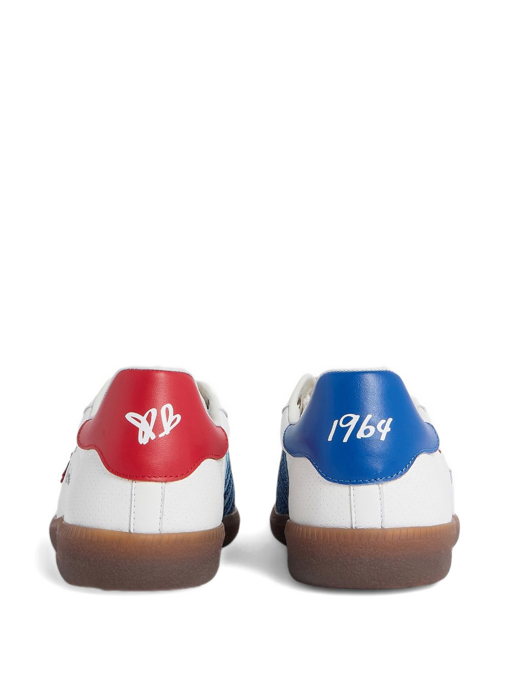 White Leather Flat Shoes With Bold Maple Leaf Graphic