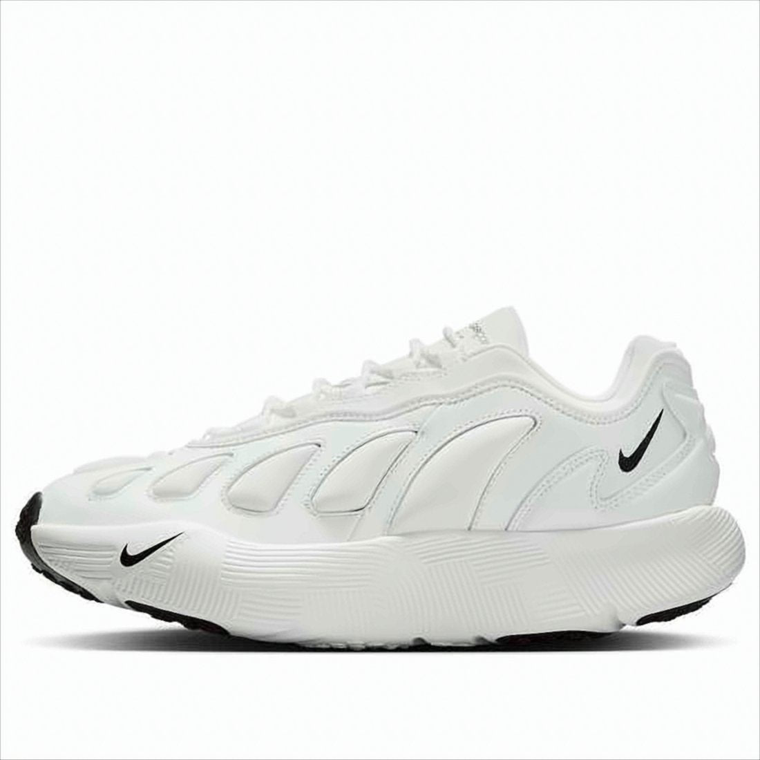 Futuristic White Sneakers with Textured Rubber Sole