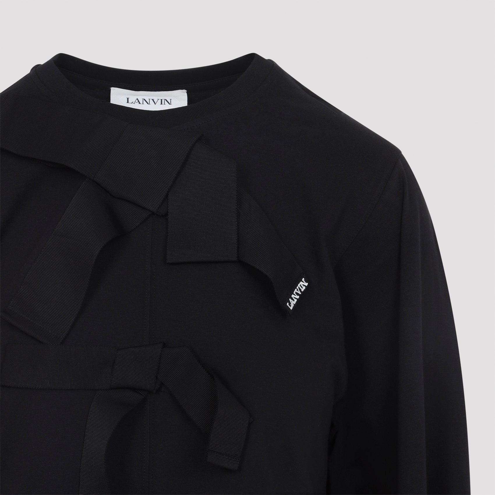 Cropped Black Top With Bow Detail