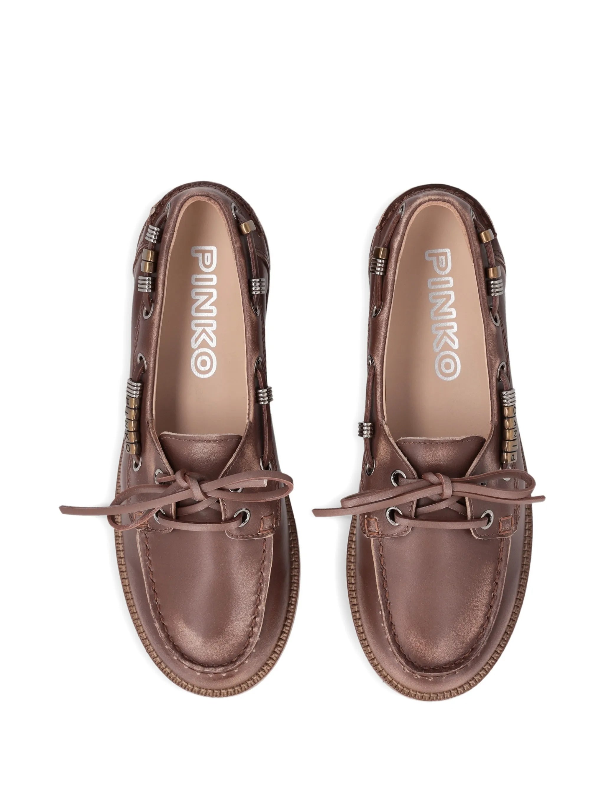 Brown Grace 01 Metallic Leather Loafers