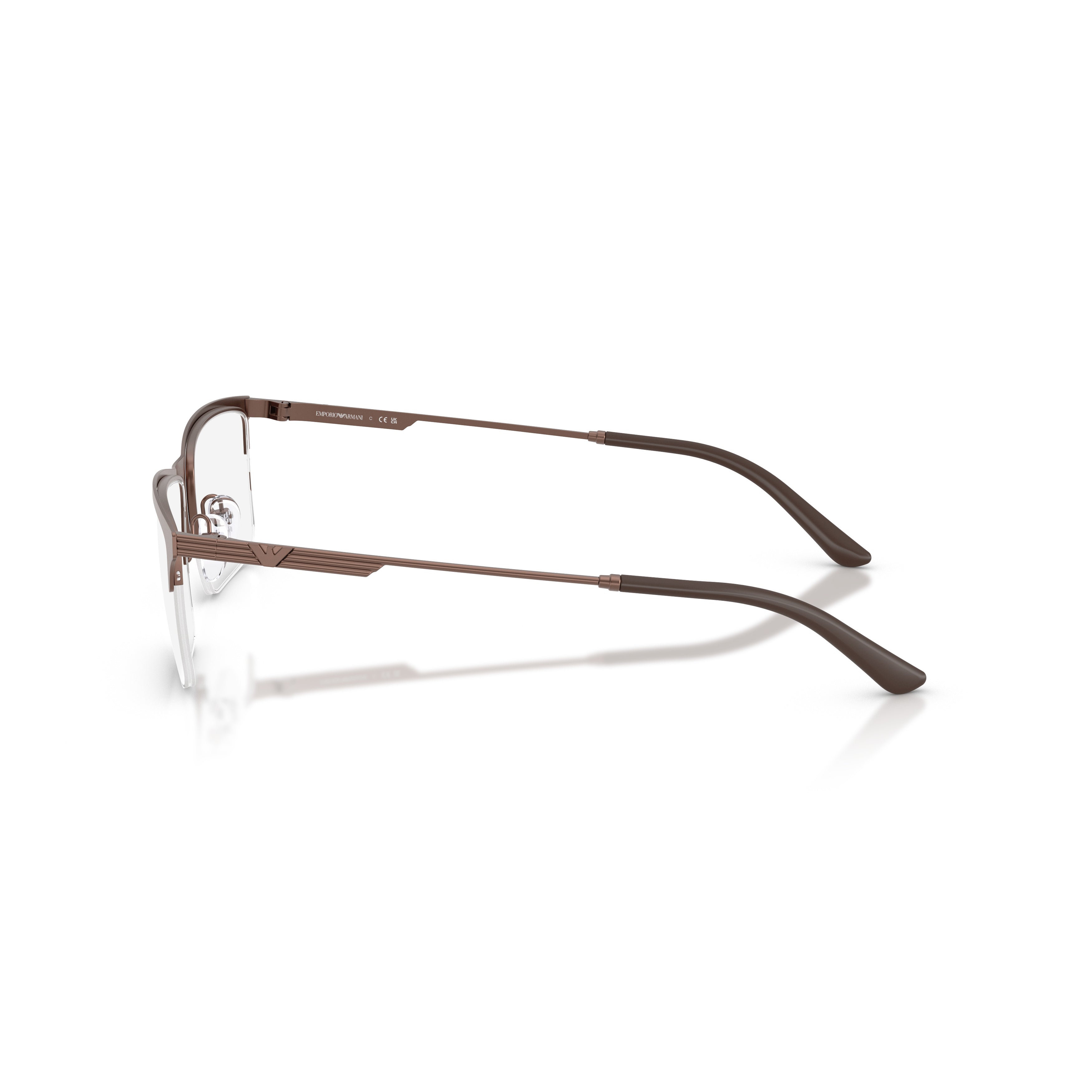 0ea1177 Semi-Rimless Rectangular Eyeglasses with Matte Brown Frame