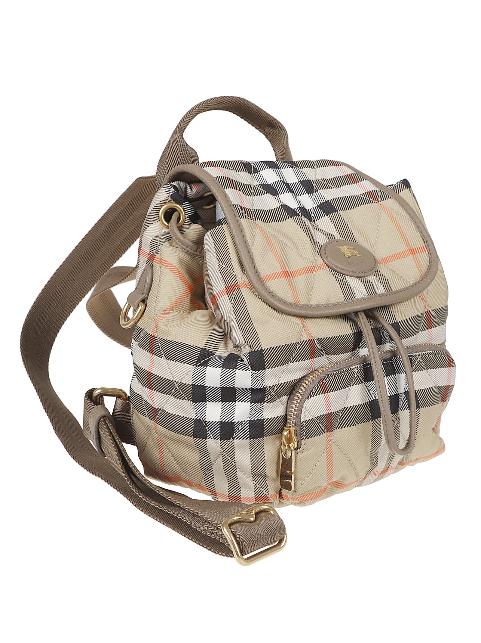 Quilted Check Embroidered Backpack