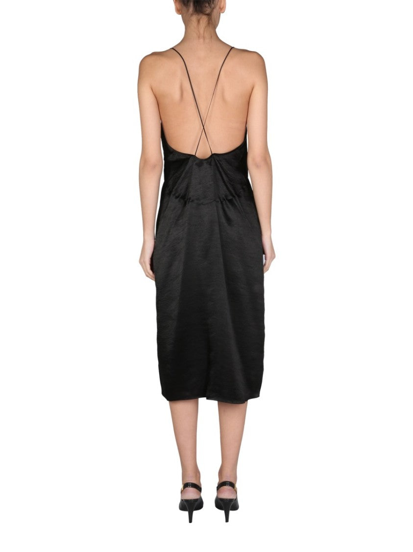 Midi Dress With Crossed Shoulder Straps