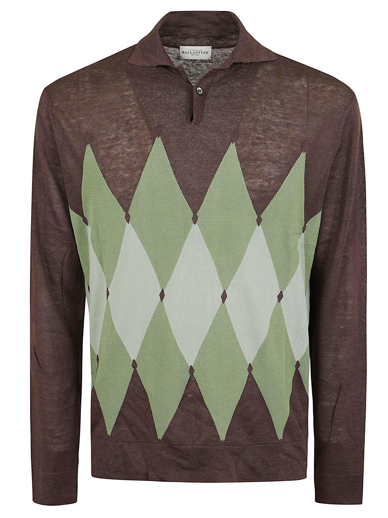 Argyle Knit Sweater with Collared Neckline