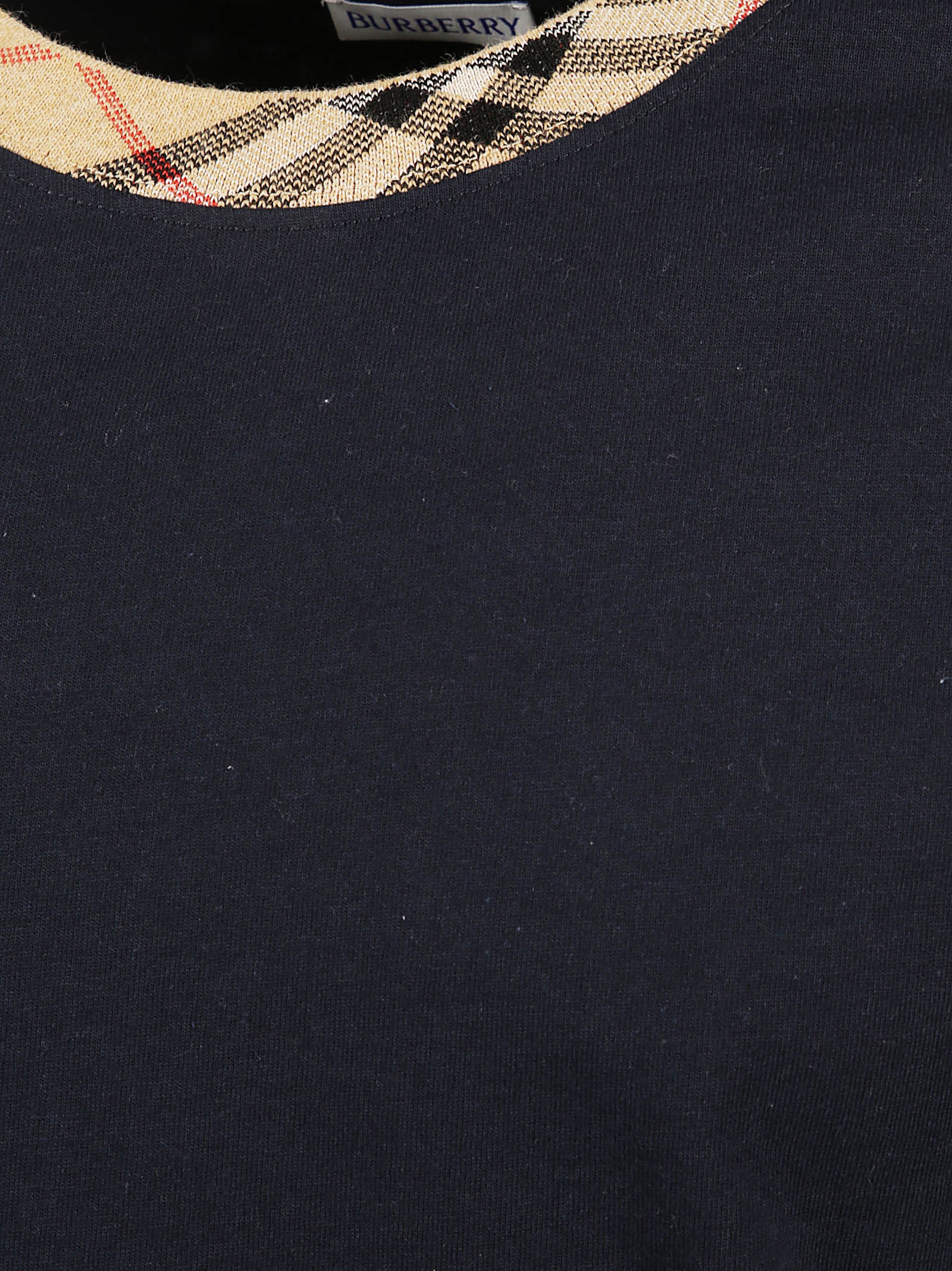 Check Knit Crew Neck T-Shirt