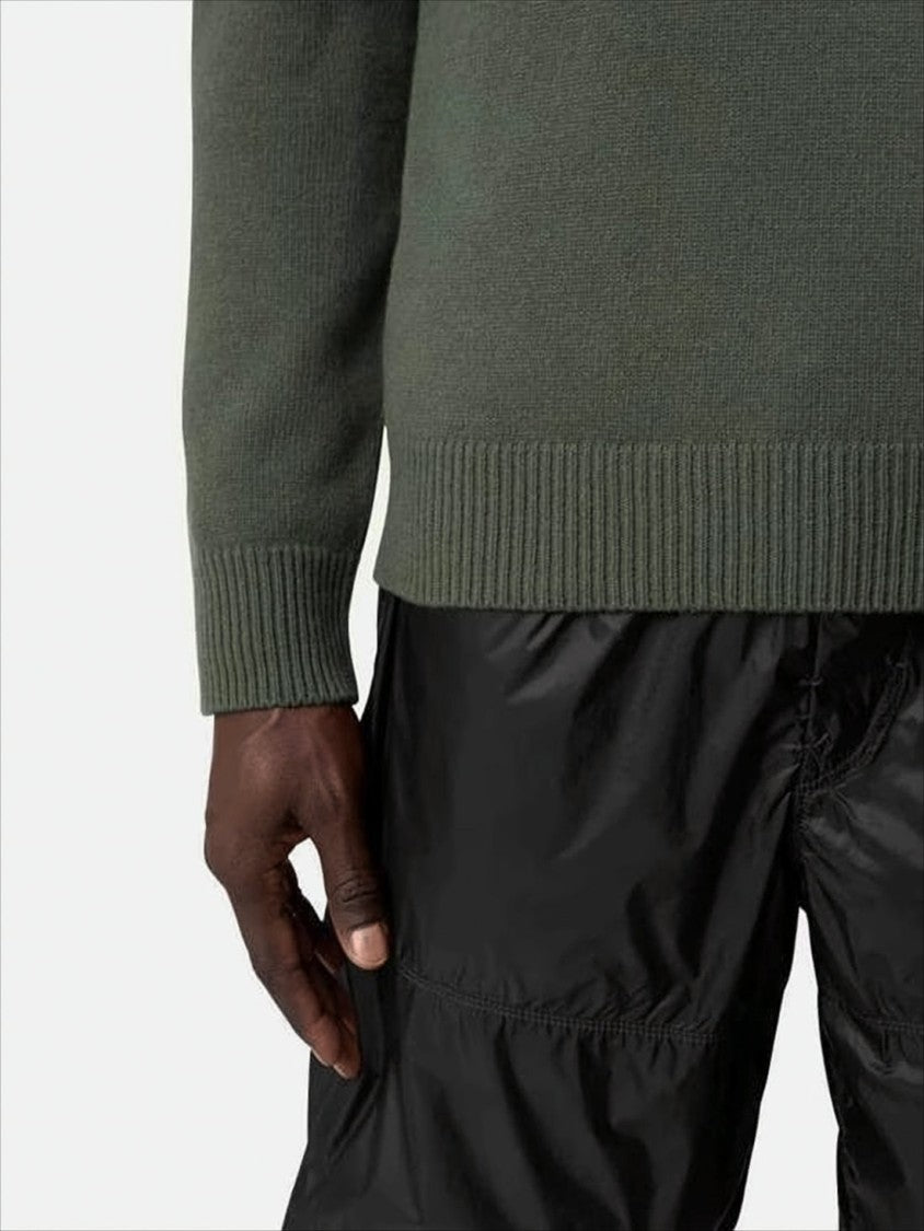 Crew Neck Wool-Polyamide Blend Sweater with Signature Patch