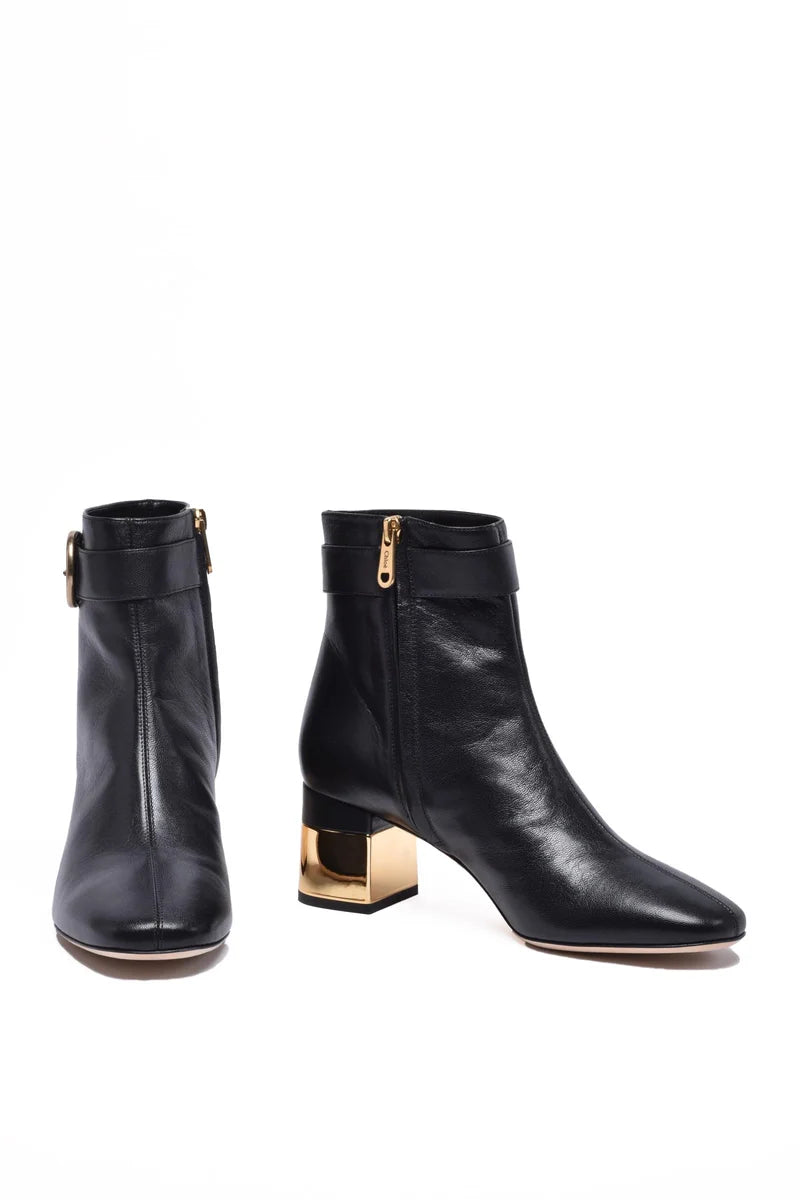 Leather Ankle Boot with Zip - Black
