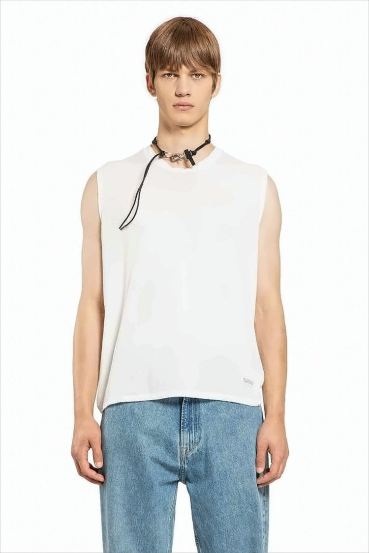 Relaxed Fit Sleeveless Cotton Top
