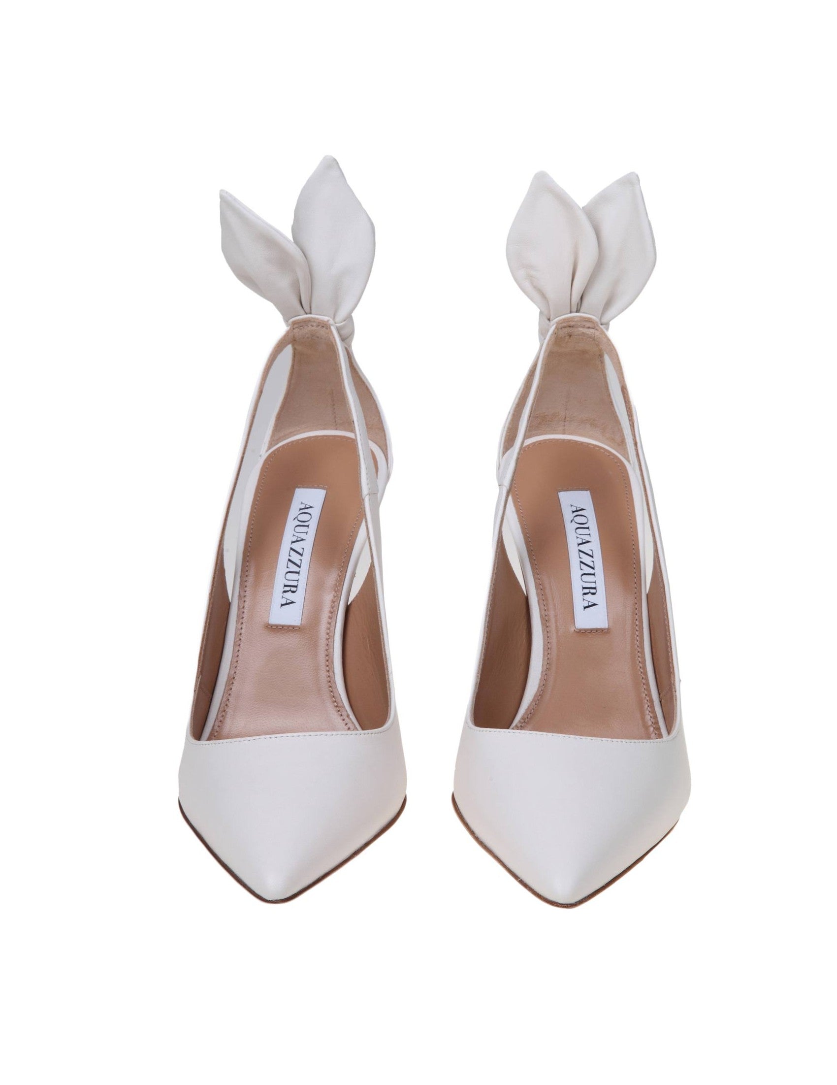 Bow Tie Decollete In White Nappa