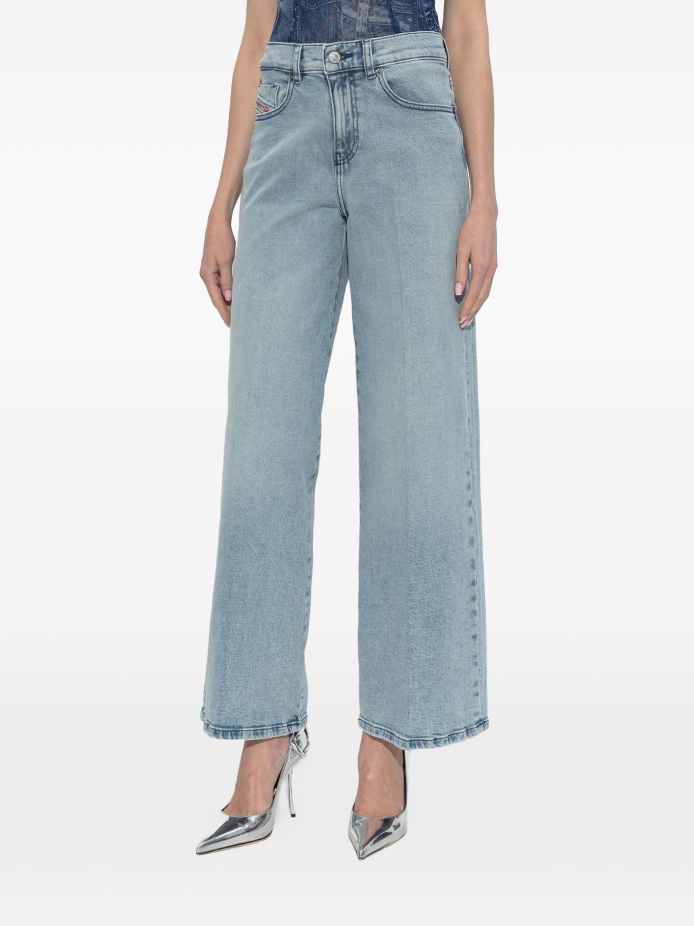 Wide-Leg Denim Jeans With Logo Patch