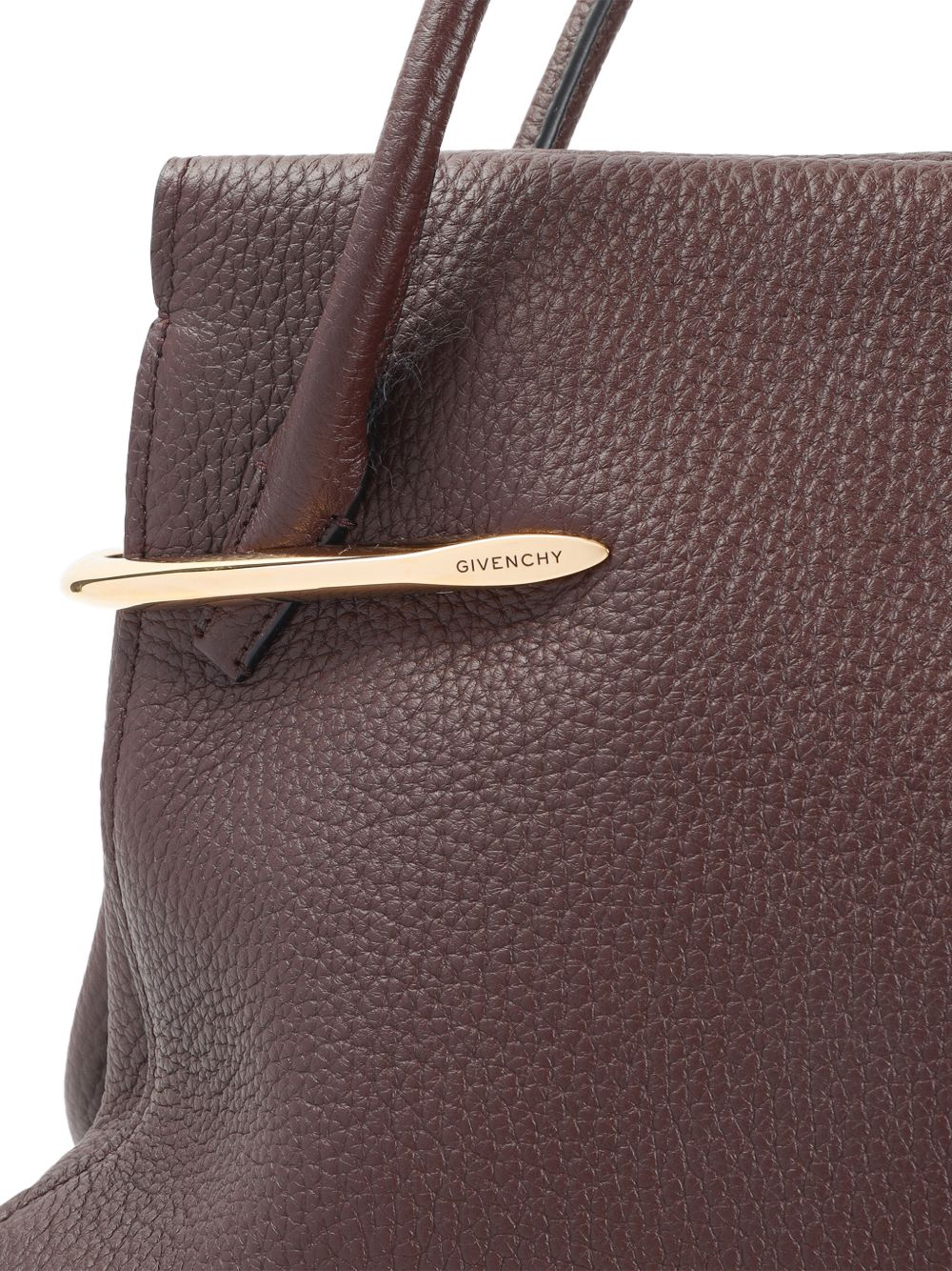 Textured Brown Handbag With Gold-Tone Accents