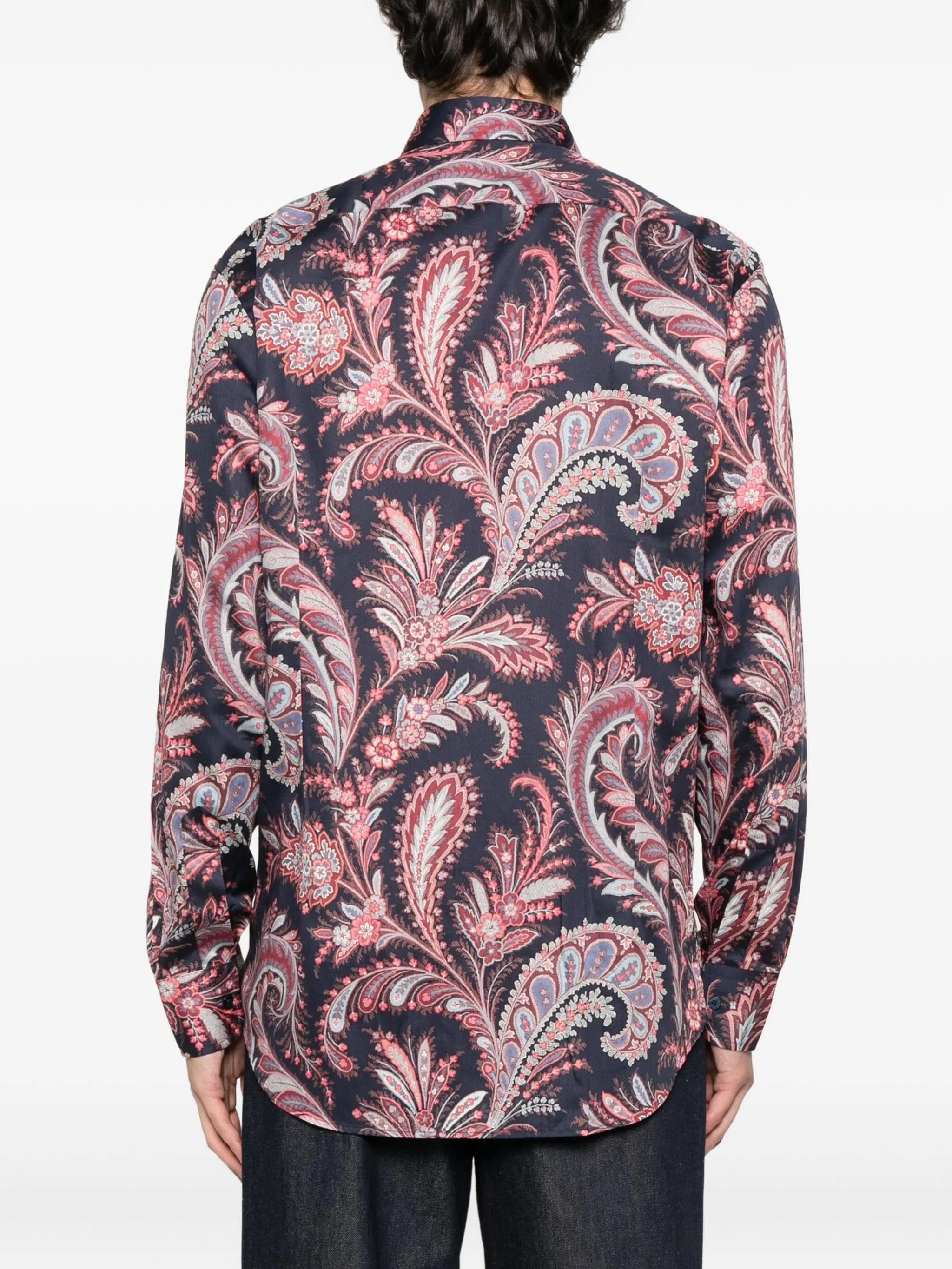 Roma Black Red Paisley Pattern Shirt