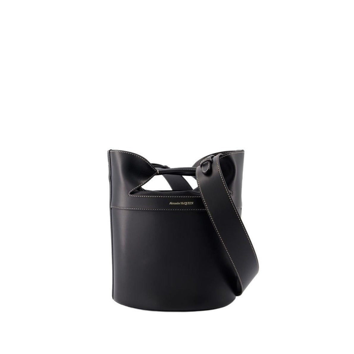 The Bucket Bow Crossbody - Leather - Black