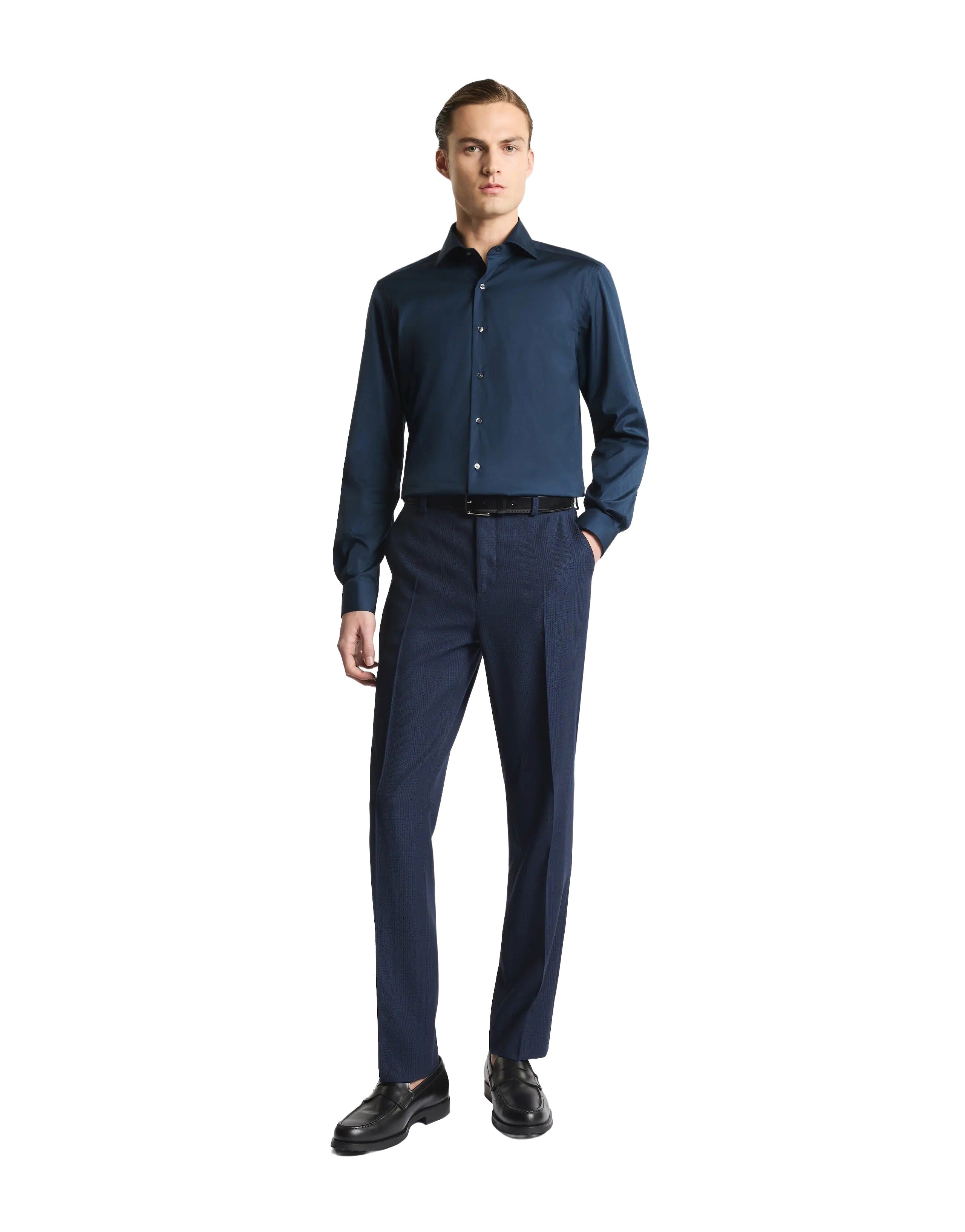 Navy Blue Stretch Fabric Shirt