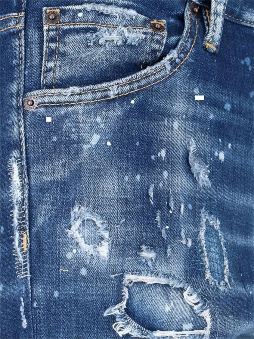 Distressed Medium Blue Denim Pants