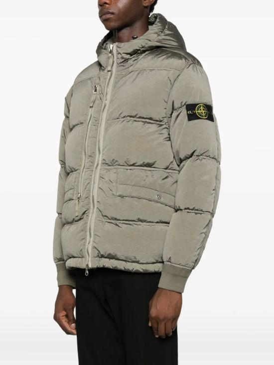 Hooded Down Parka in Nylon Metal EcoNyl