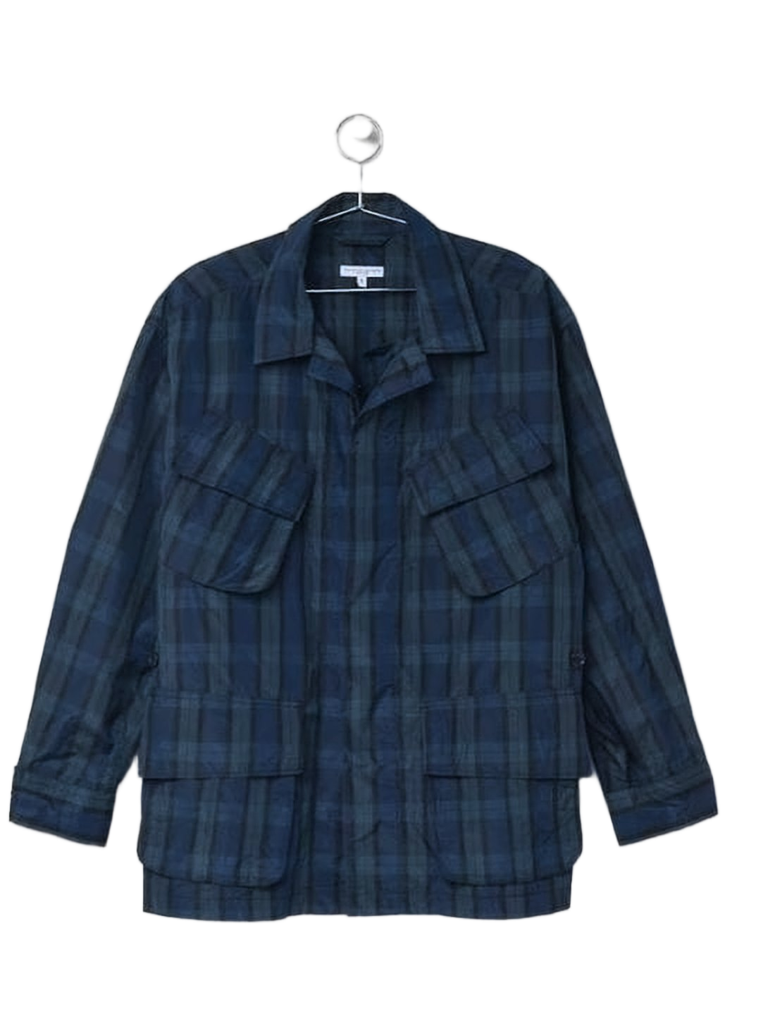 Dark Plaid Casual Jacket with Structured Collar