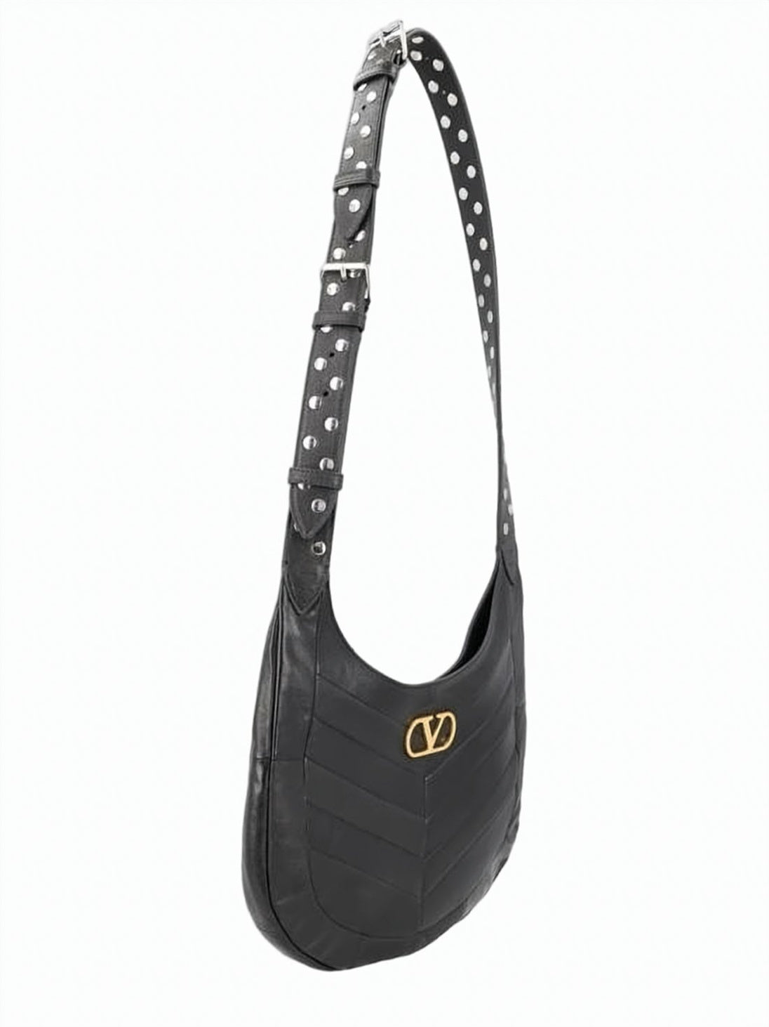 Chevron-Patterned Nappa Leather Shoulder Bag