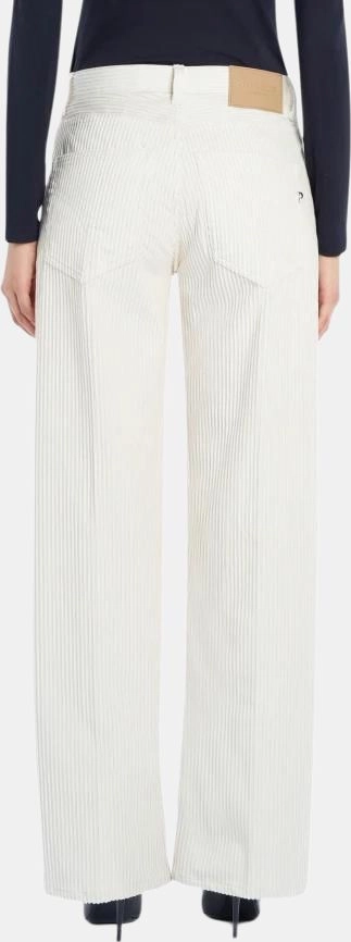 Wide-Leg White Corduroy Pants With Functional Pockets