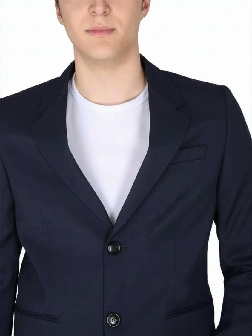 Tailored Blue Suit Jacket with Structured Silhouette