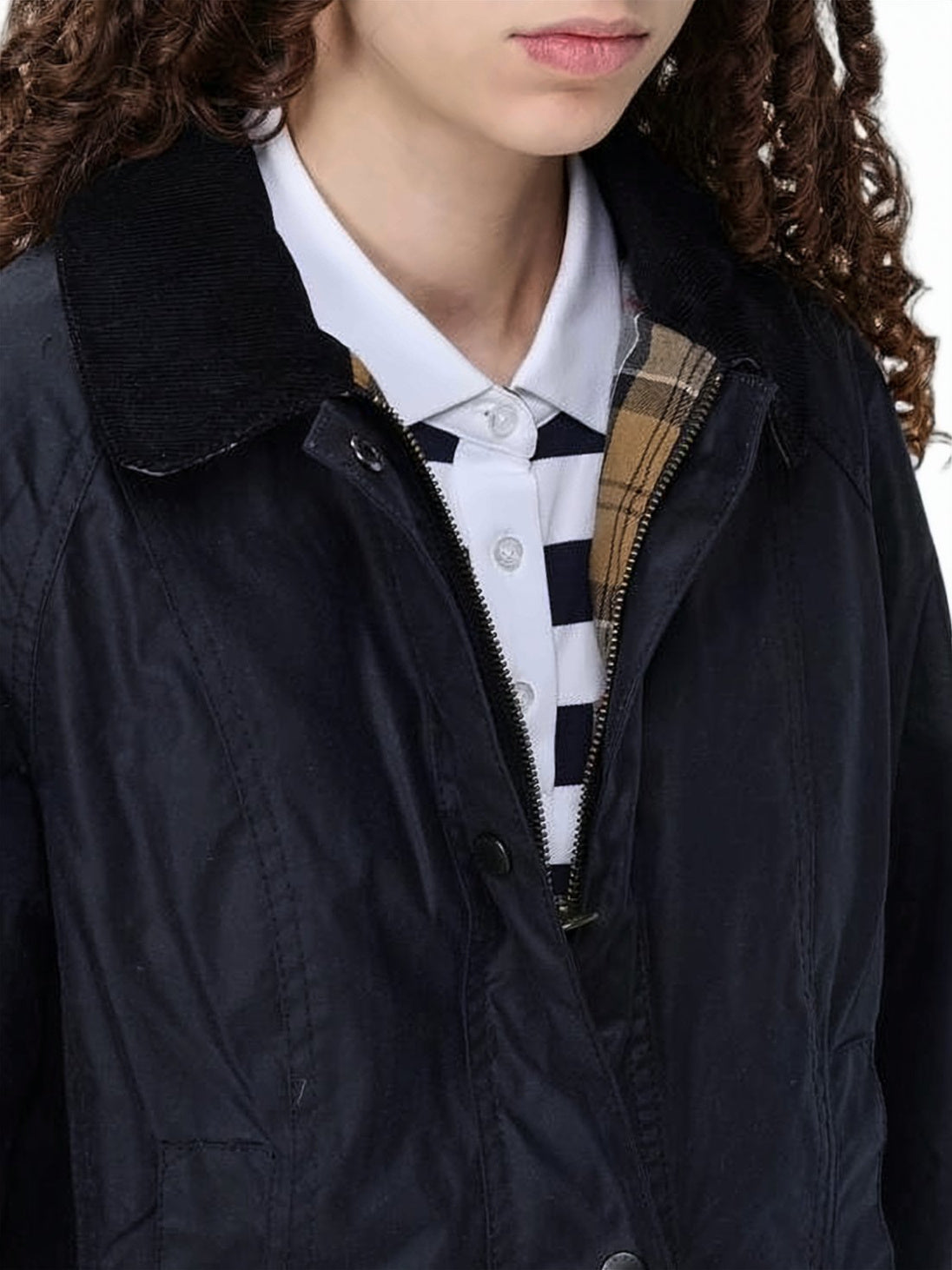 Matte Finish Waxed Cotton Jacket with Corduroy Collar