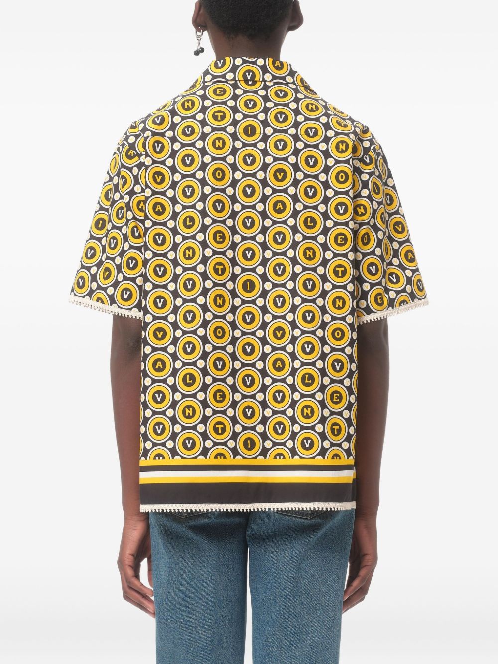 Bold Geometric Patterned Short-Sleeved Shirt