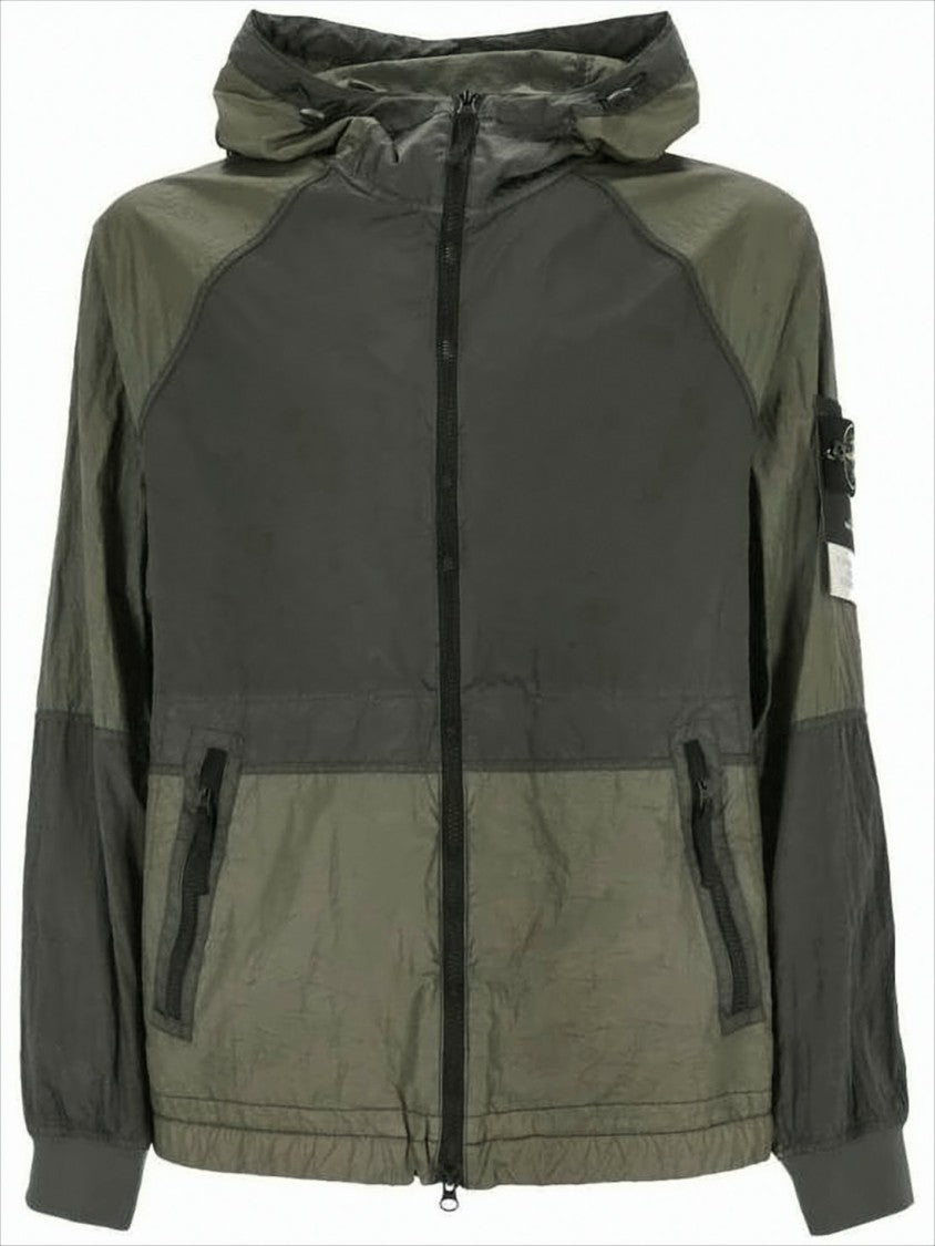 Two-tone Olive Green Hooded Jacket