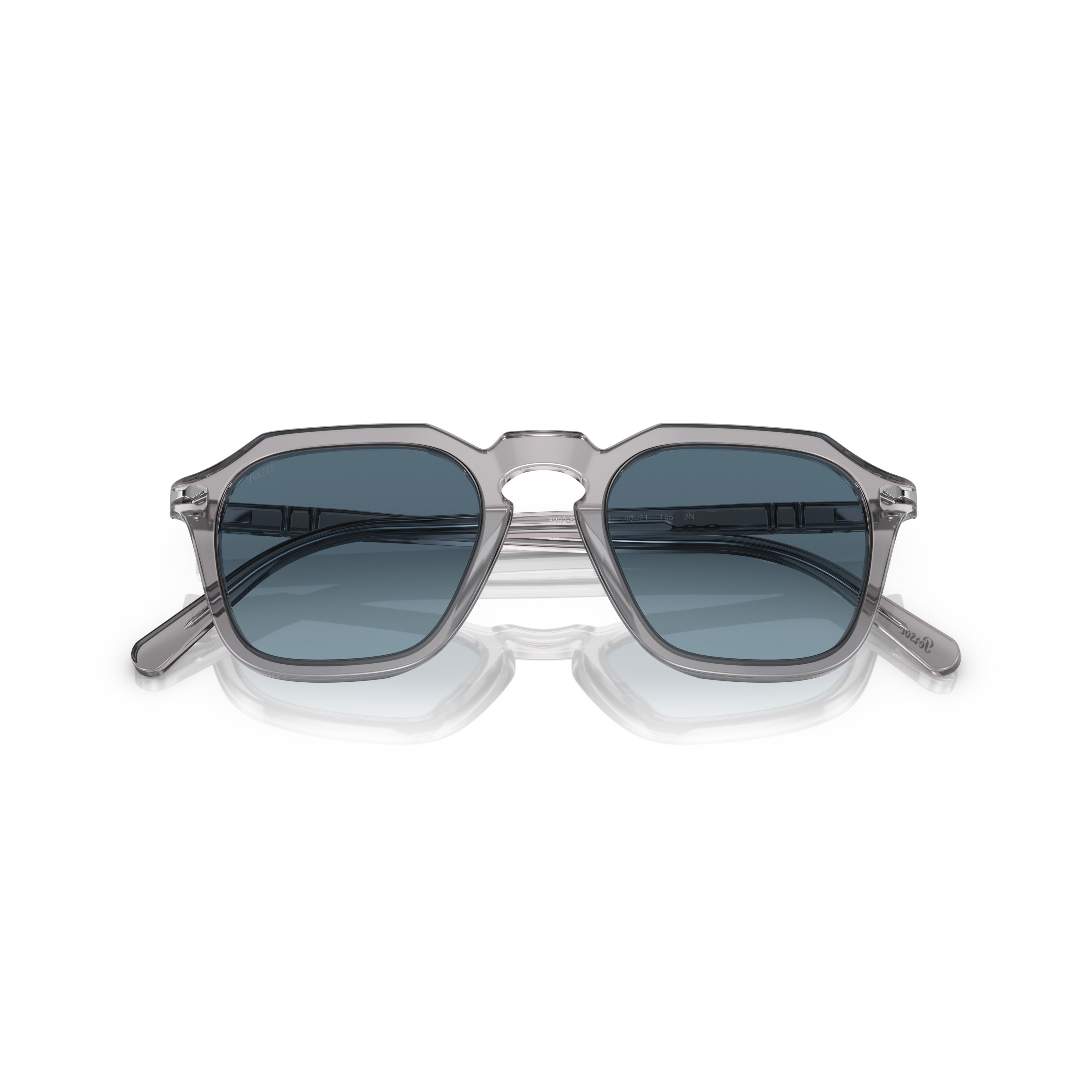Translucent Acetate Square Sunglasses With Gradient Blue Lenses