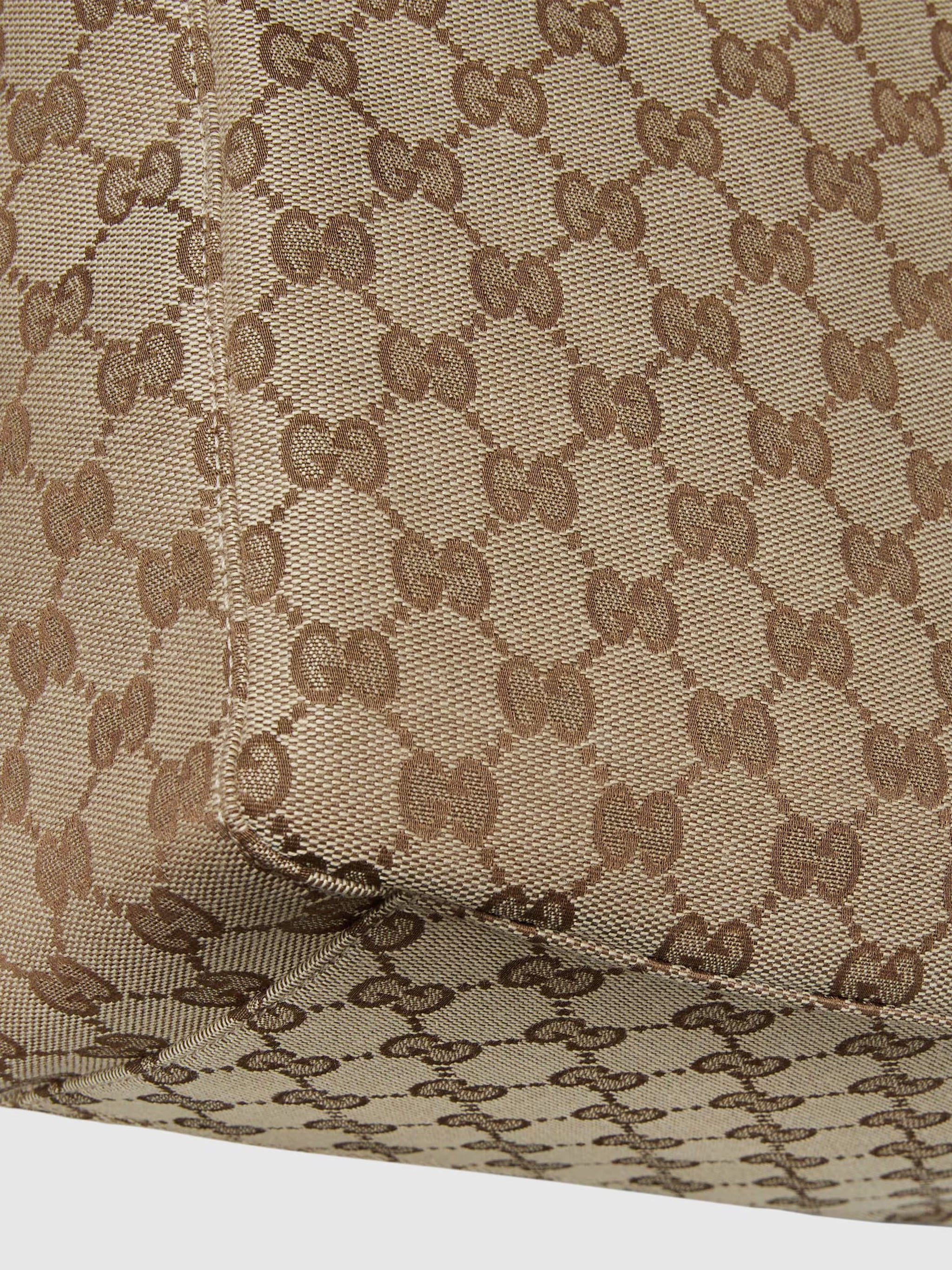 Beige Medium GG Canvas Web Tote