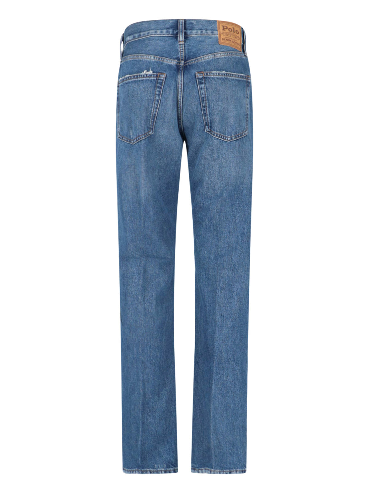 Blue High-Waisted Distressed Denim Jeans
