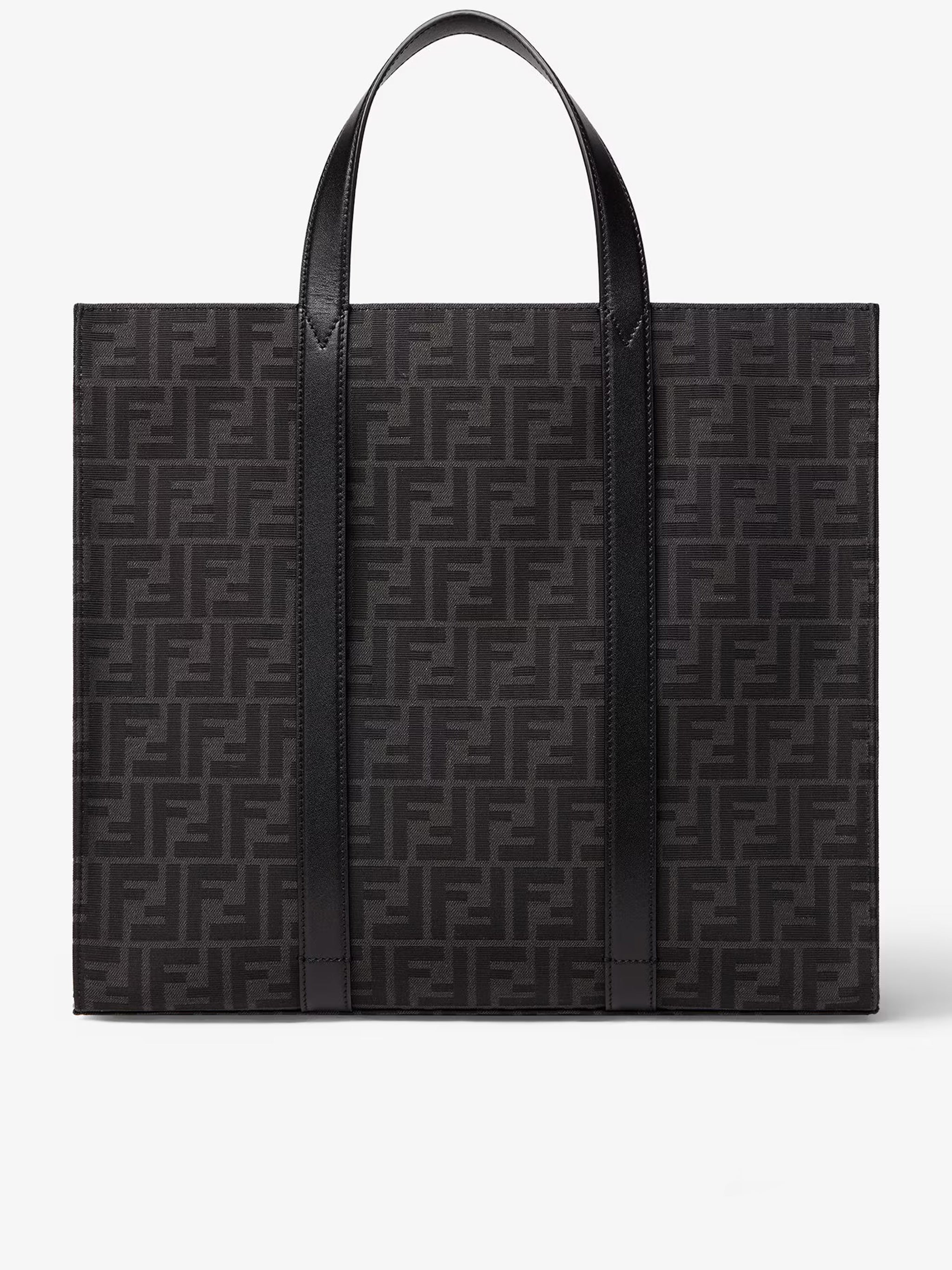 Structured FF Monogram Leather Accents Tote