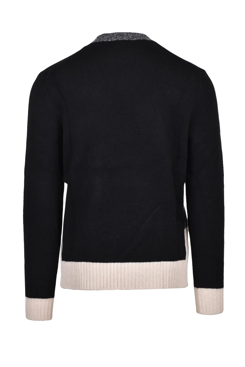 Crew Neck Pullover - Beige/Black