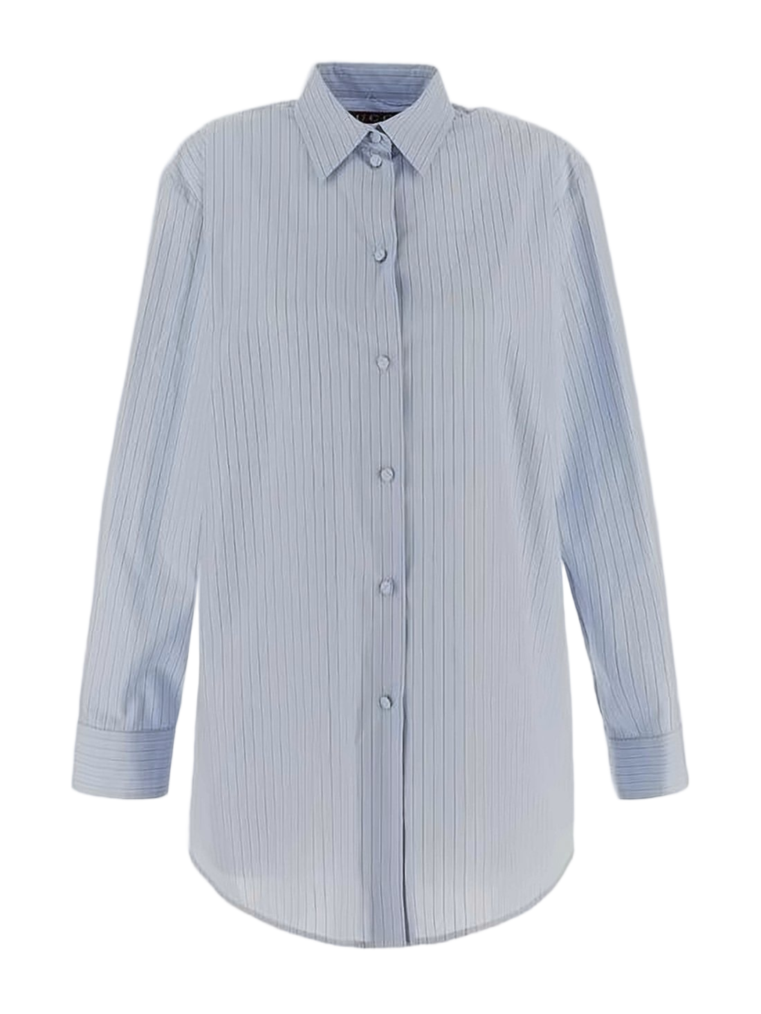 Light Blue Striped Cotton Button-Up Shirt