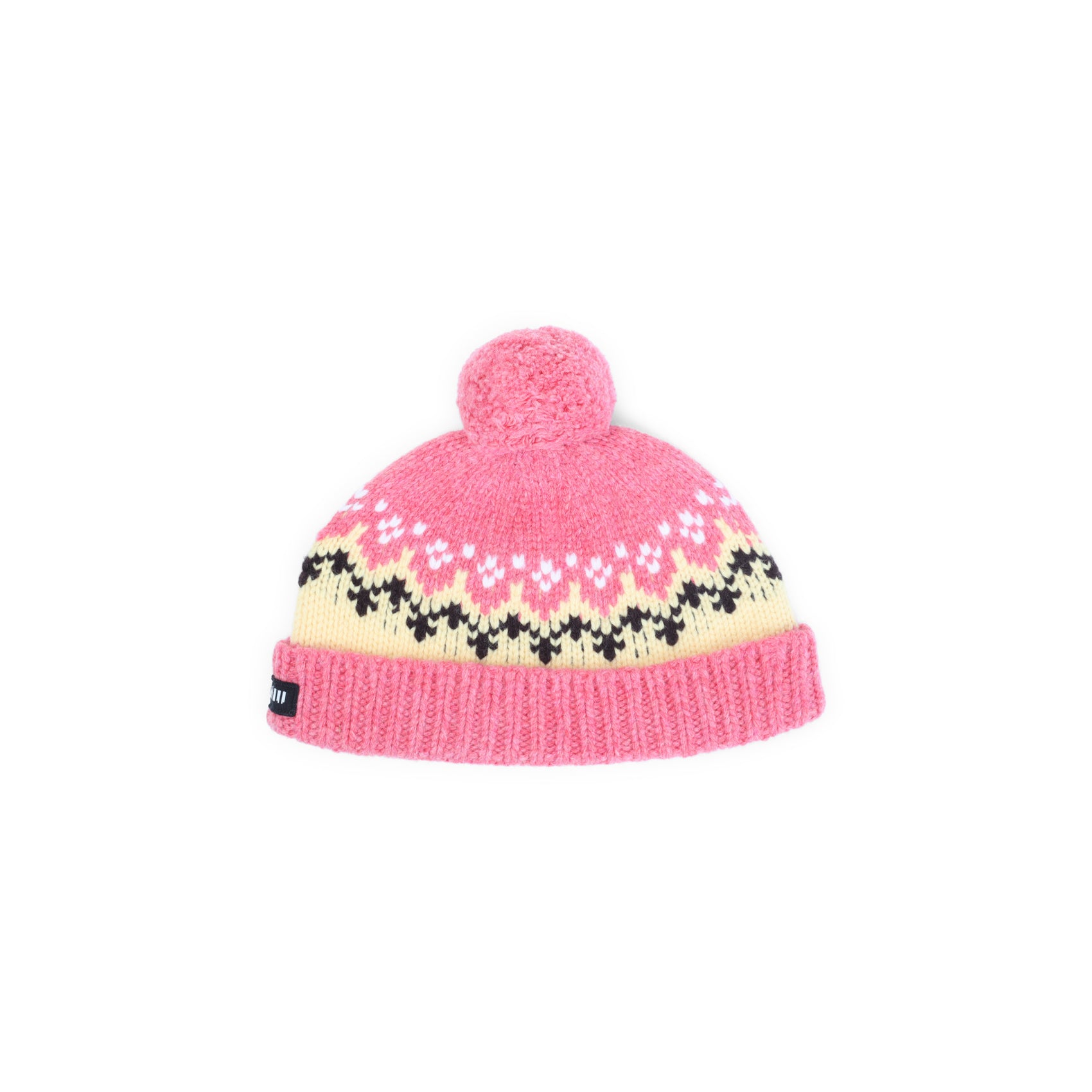 Knitted Pink Wool Hat with Pom-Pom