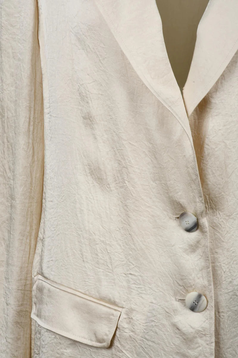 Seltz Satin Blazer Jacket - Beige
