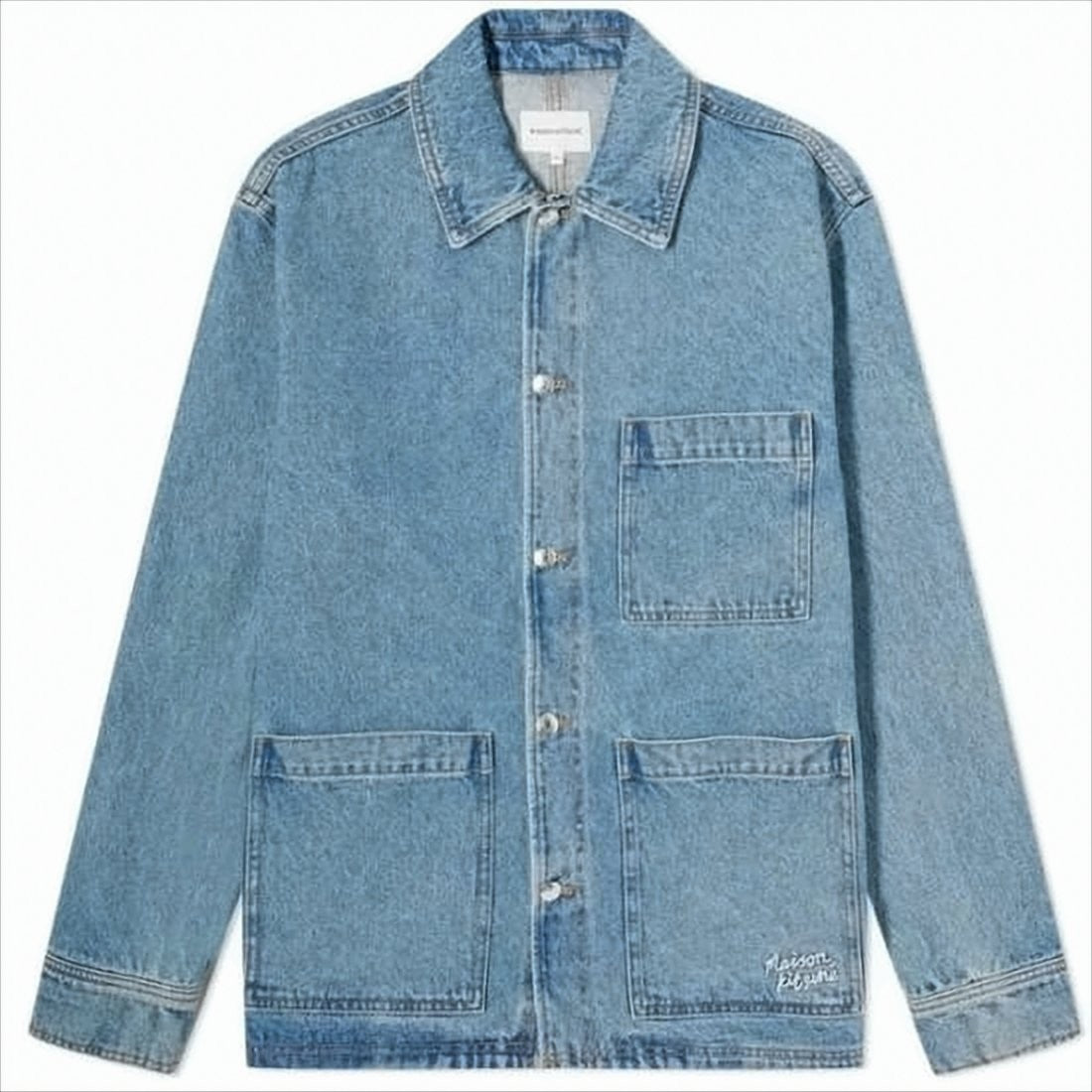 Light Blue Denim Jacket With Straight Cut And Button-Up Front