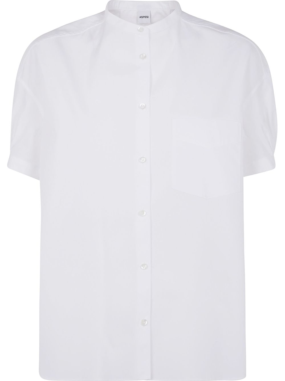 Pure Cotton Poplin Shirt With Mandarin Collar