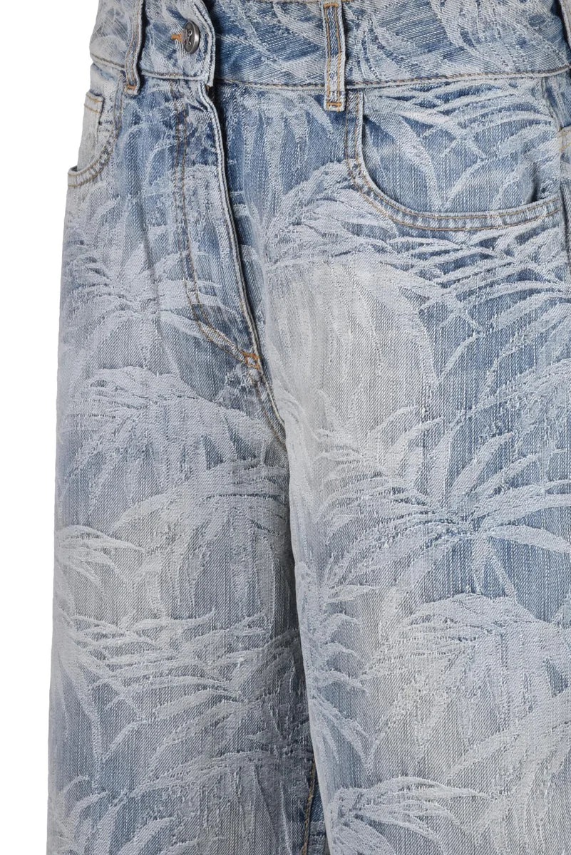 Loose Jacquard Jeans - Light Blue