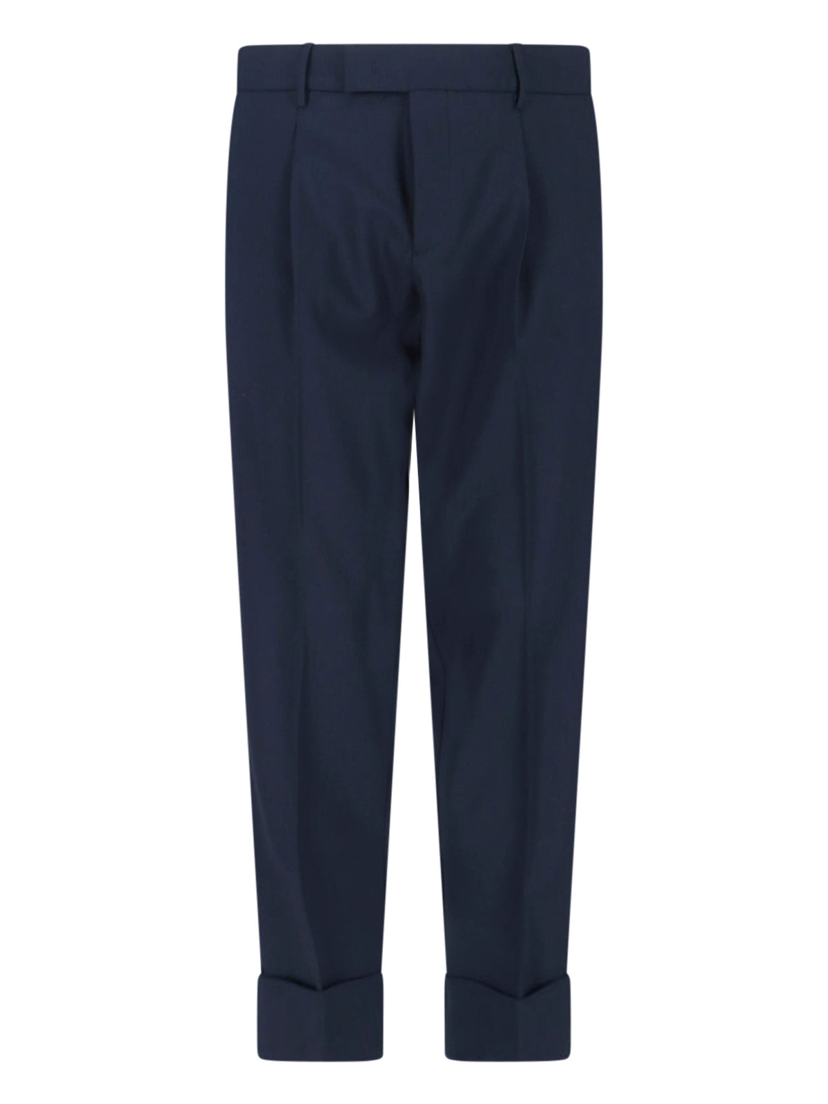 Blue Tailored Straight-Leg Virgin Wool Trousers