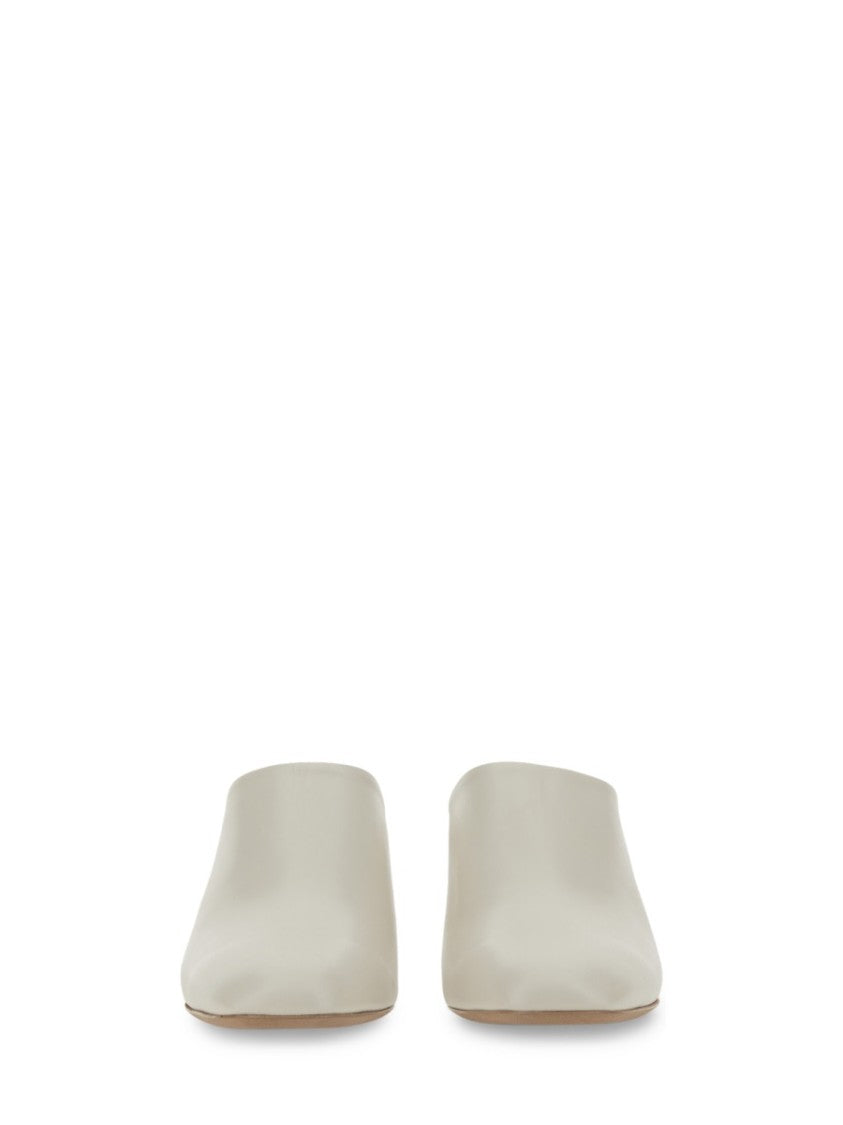 Backless Calfskin Sandals With Sophisticated Heel