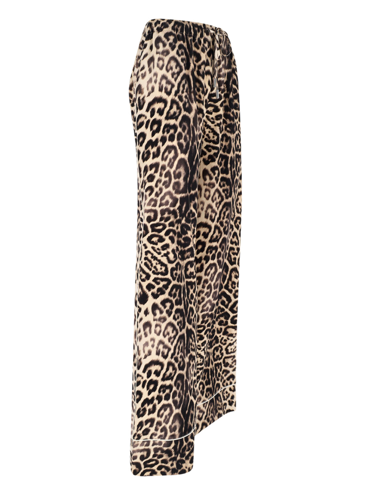 Brown Silk Pajama Trousers, Animalier Pattern