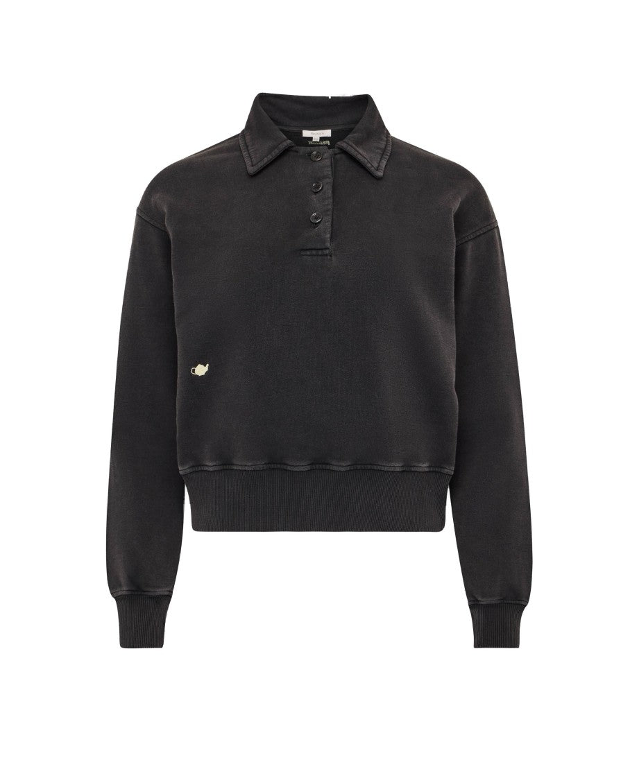 Cropped Polo Sweatshirt With Classic Collar