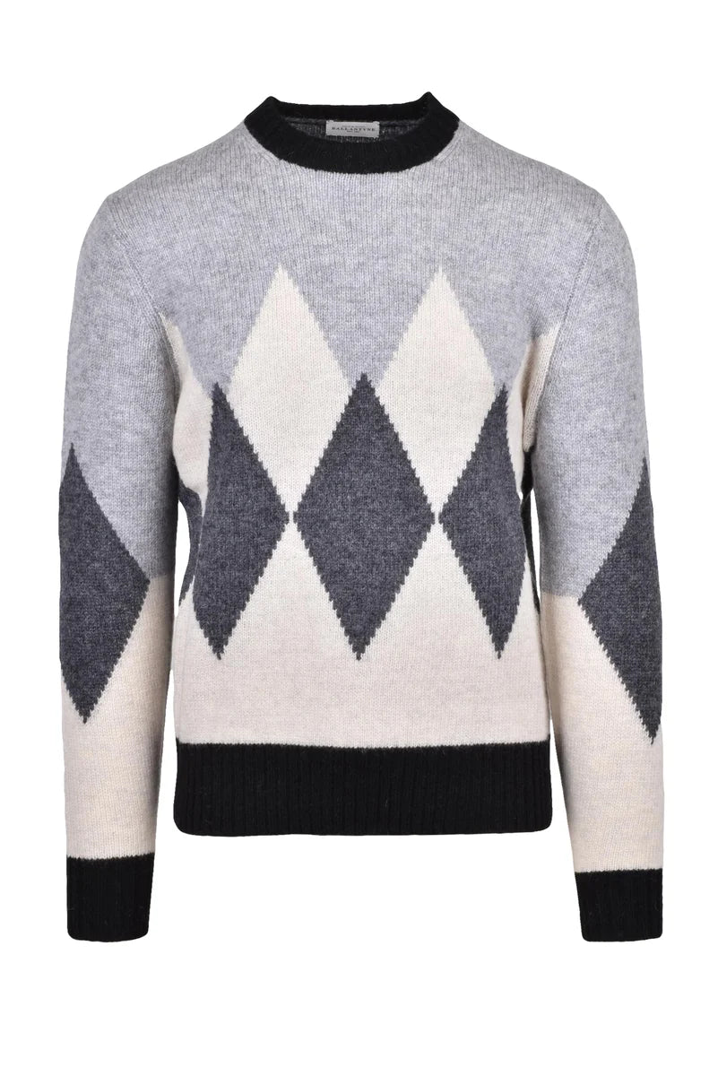 Wool Crewneck Pullover - Grey/Black