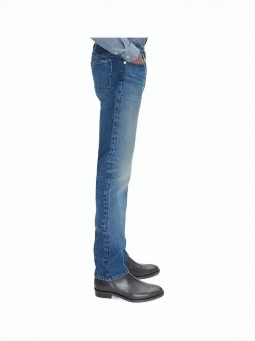 Straight-Leg Denim Pants with Subtle Fading