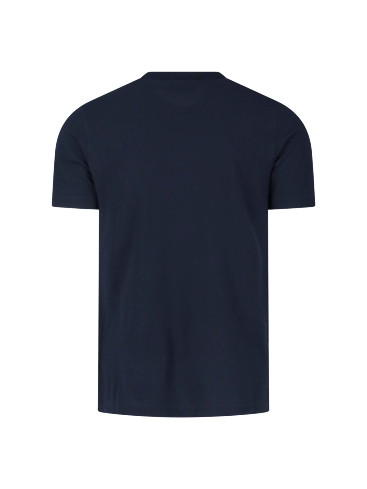 Navy Blue Cotton T-Shirt With Ribbed Finish