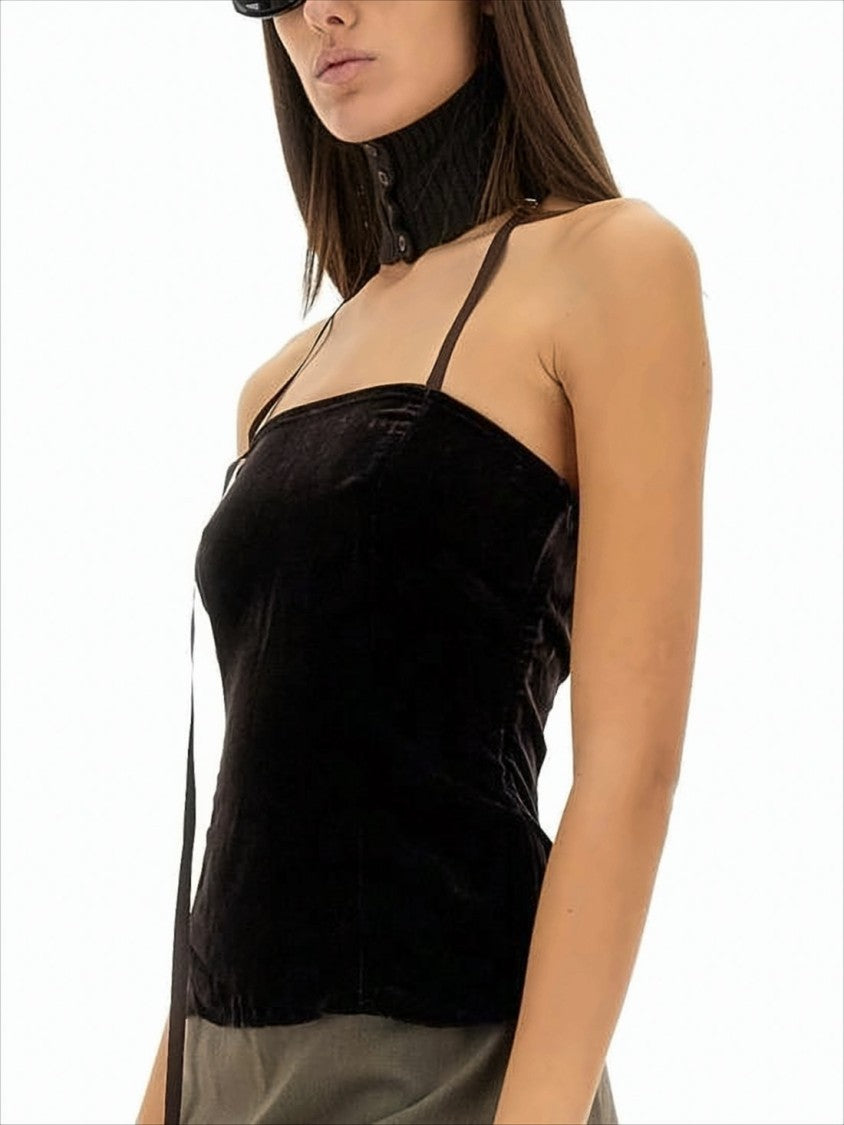 Strapless Black Sleeveless Top With Subtle Sheen