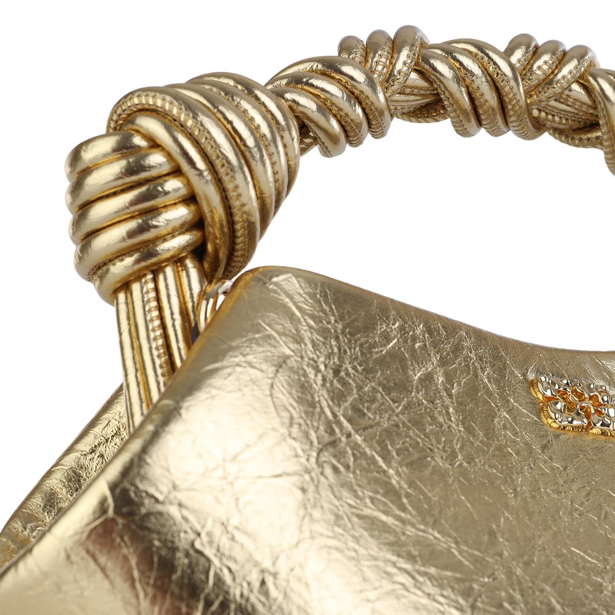 Crinkled Metallic Gold Geometric Bag