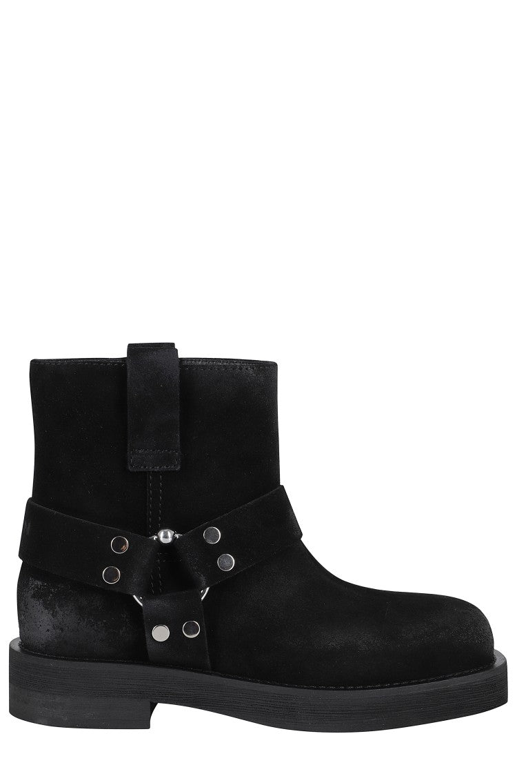 Black Suede Ankle Boots With Square Toe